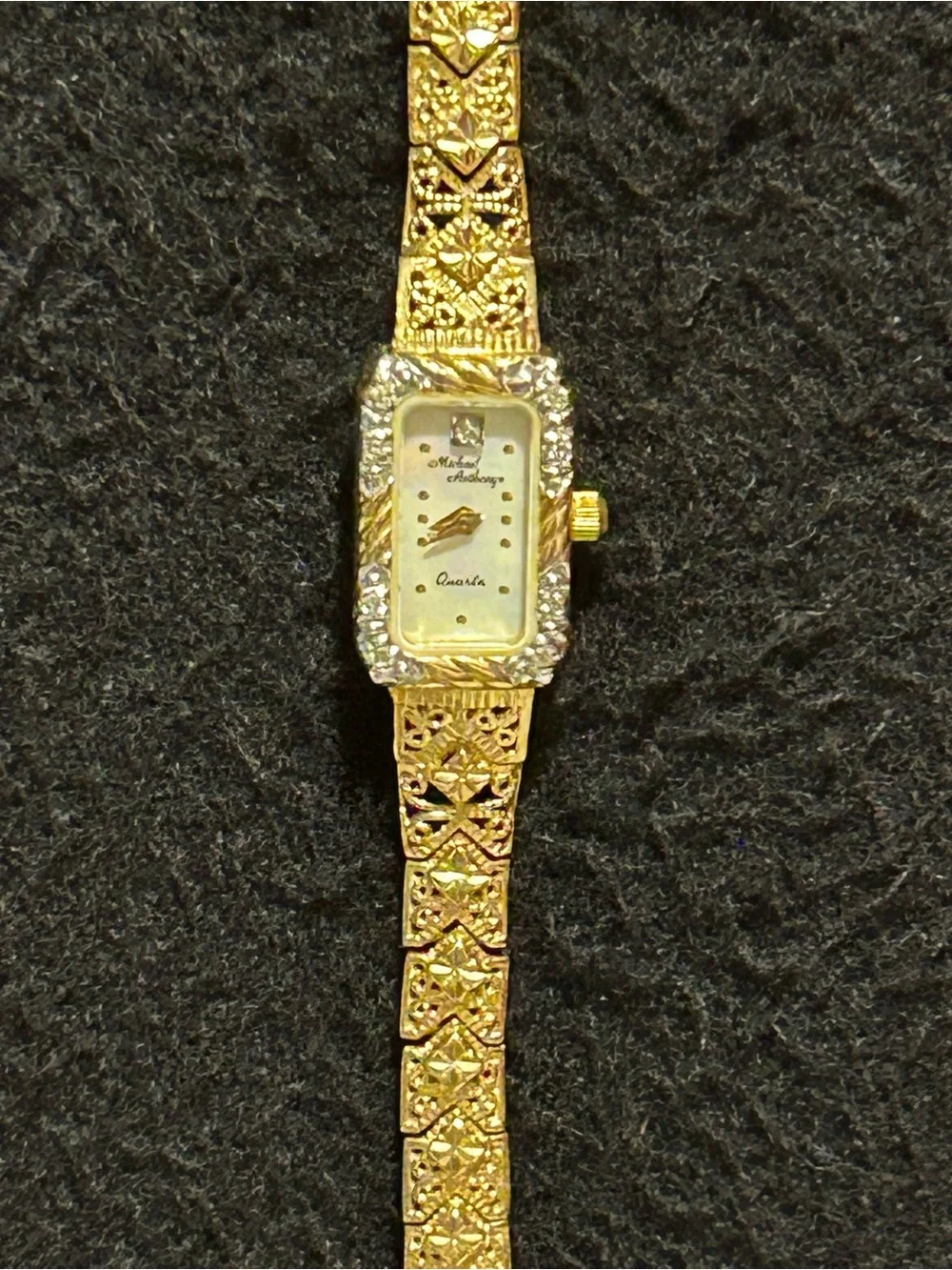 Michael Anthony Watch Womens 14k Yellow Gold Diamond Mother Of Pearl Dial 7.25
